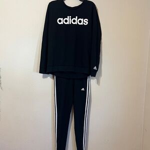 Adidas Black Set with White Logo and Stripes
